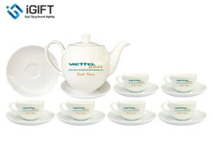 Bộ Ấm Chén Trà In Ấn Logo Theo Yêu Cầu