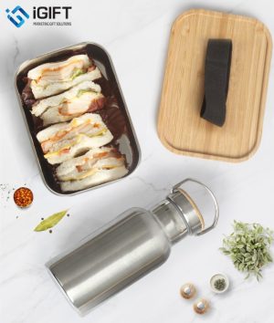 Hộp Cơm Nắp Gỗ Và Bình Giữ Nhiệt Chất Liệu Inox 304