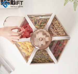 Khay Mứt 6 Ngăn Bằng Gỗ Và Sứ - In Logo Doanh Nghiệp