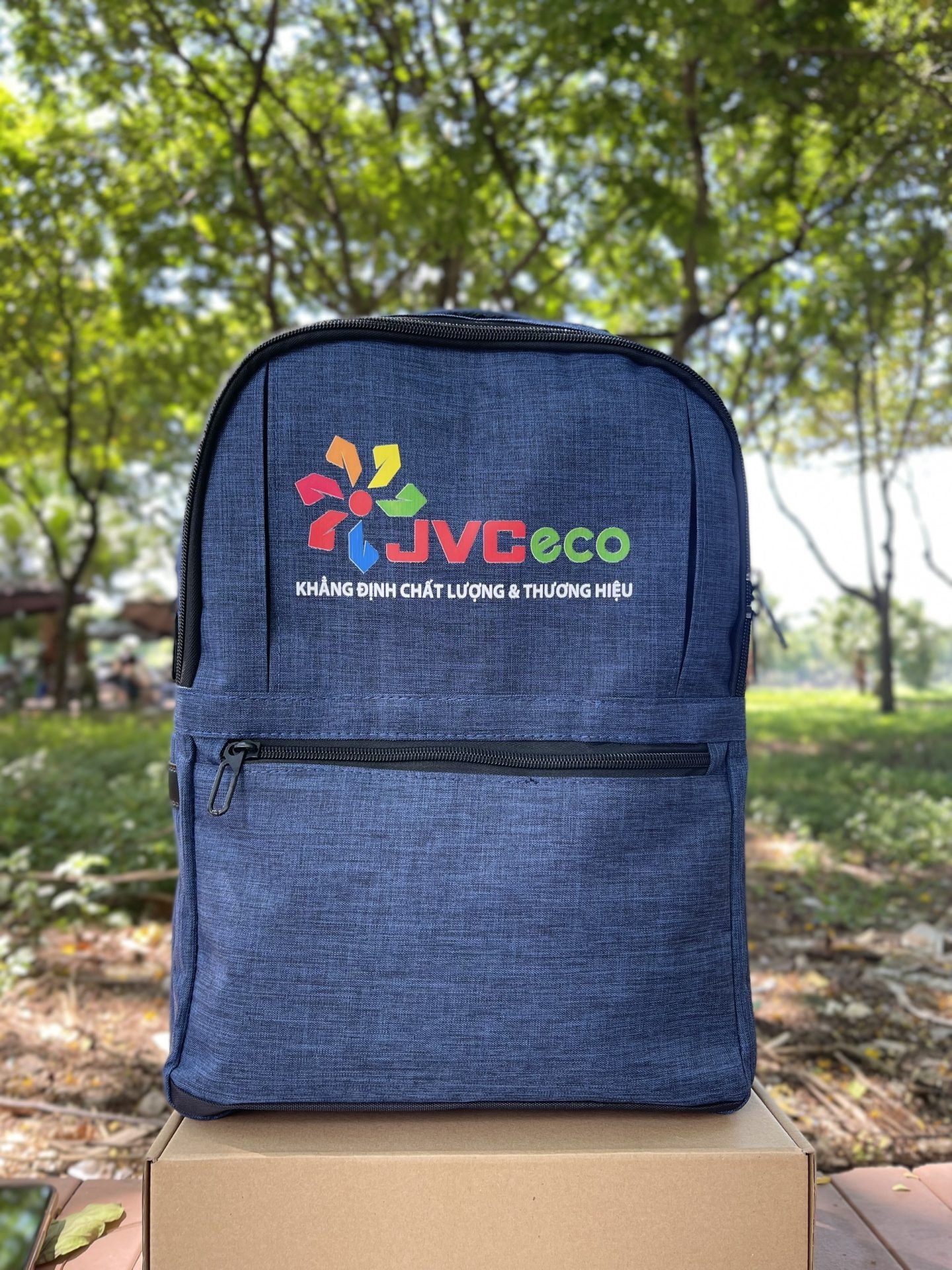 Balo in ấn logo JVC Eco Quà tặng công nghệ doanh nghiệp