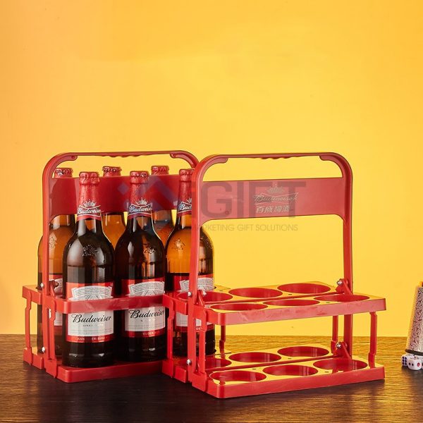 Kệ để 6 chai bia, có quai xách có thể gập được in logo theo yêu cầu