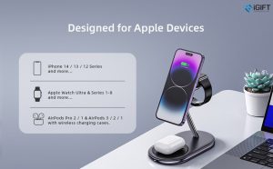 Đế Sạc Không Dây MagSafe 3 in 1 Quà Tặng Doanh Nghiệp Cao Cấp Quà tặng công nghệ doanh nghiệp