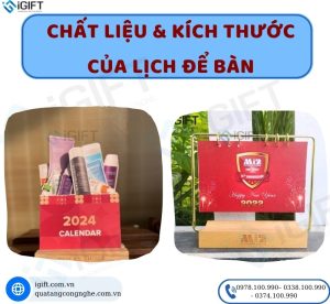 Chất liệu và kích thước của Lịch để bàn in logo Quà tặng công nghệ doanh nghiệp