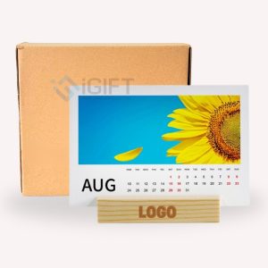 Lịch để bàn đế gỗ khắc logo theo yêu cầu - MS01 Quà tặng công nghệ doanh nghiệp