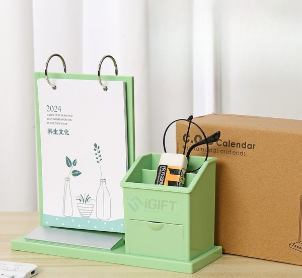 Lịch để bàn kèm giá để bút in logo theo yêu cầu - MS10