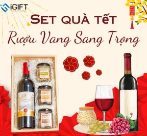 Mẫu quà Tết Rượu vang sang trọng | In logo doanh nghiệp theo yêu cầu Quà tặng công nghệ doanh nghiệp