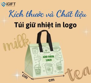 Kích thước và chất liệu của túi giữ nhiệt trà sữa in logo Quà tặng công nghệ doanh nghiệp