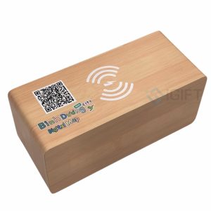 Đồng hồ gỗ để bàn có sạc không dây - in logo Bình Dương Digital Map