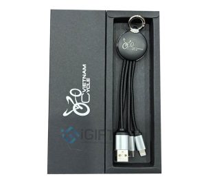 Cáp 3 In 1 Kiêm Móc Khoá - Khắc Logo Phát Sáng Việt Nam Cycle