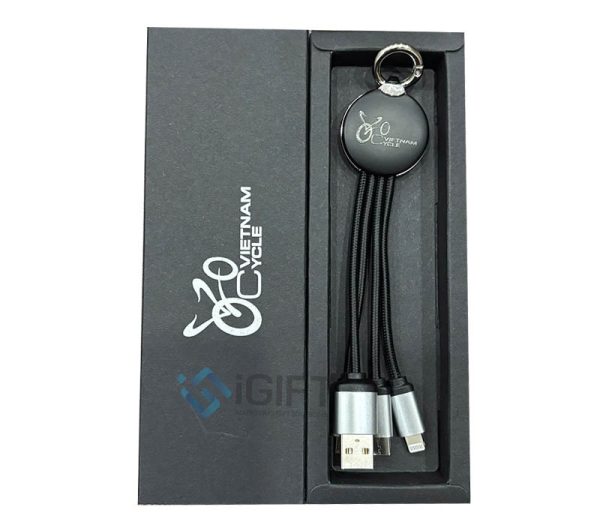 Cáp 3 In 1 Kiêm Móc Khoá - Khắc Logo Phát Sáng Việt Nam Cycle