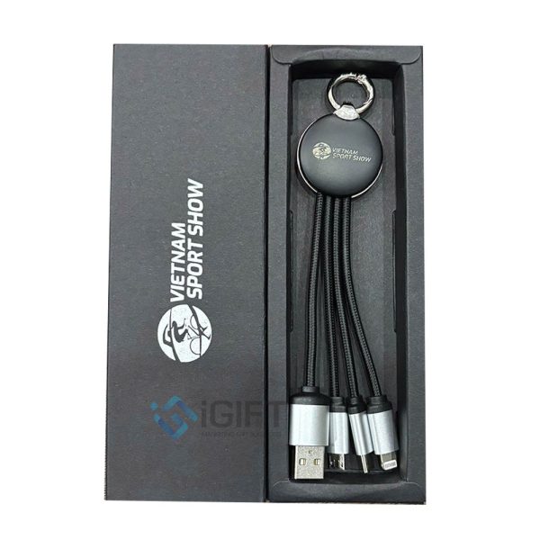 Cáp 3 In 1 Kiêm Móc Khoá - Khắc Logo Phát Sáng Việt Nam Cycle