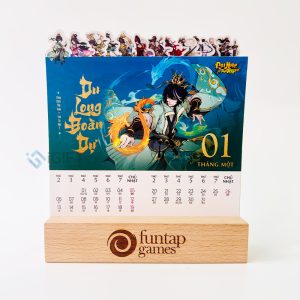 Lịch đế gỗ khắc logo FUNTAP GAMES
