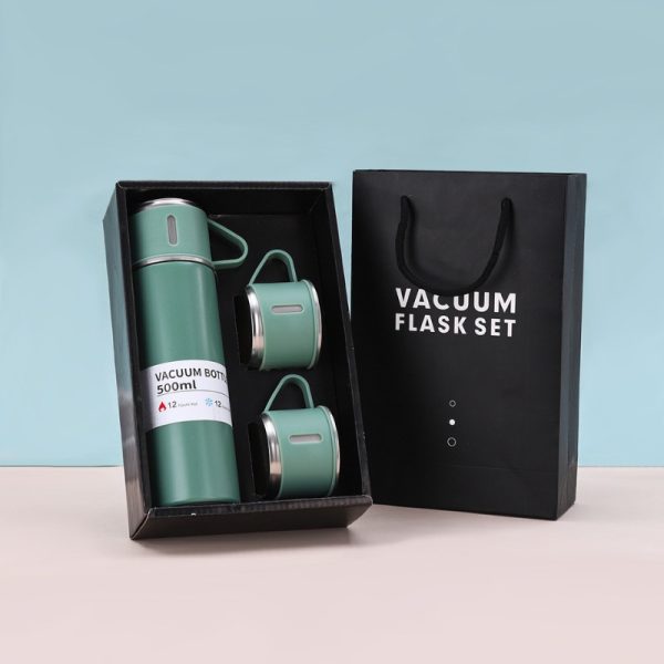 Set bình giữ nhiệt kèm 3 cốc - In khắc logo theo yêu cầu