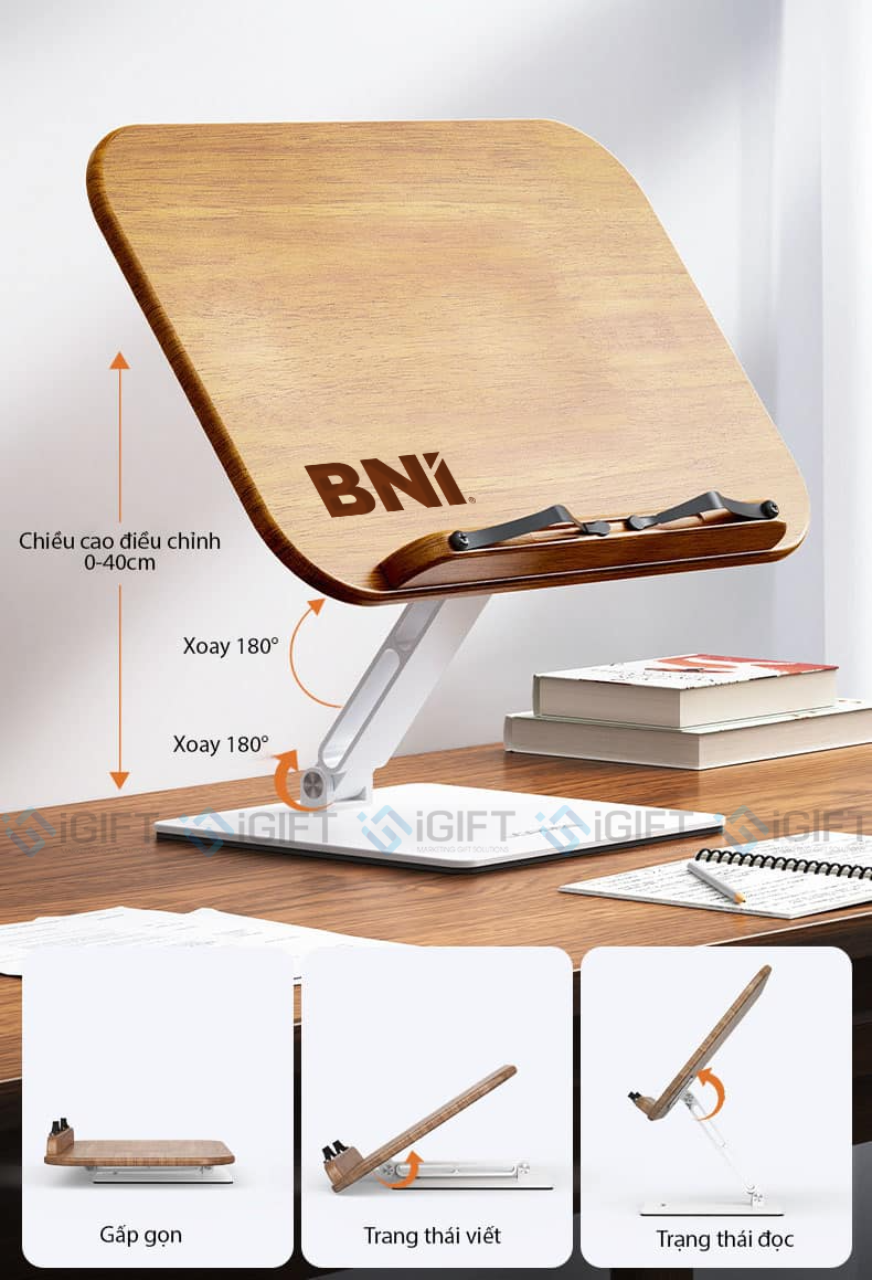 Giá đỡ tre cho laptop thân thiện môi trường in khắc theo yêu cầu Quà tặng công nghệ doanh nghiệp