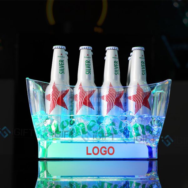 Xô đựng đá trong suốt có đèn led - In Logo theo yêu cầu