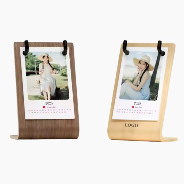 Lịch gỗ móc treo kim loại - Khắc logo lên đế gỗ MS09