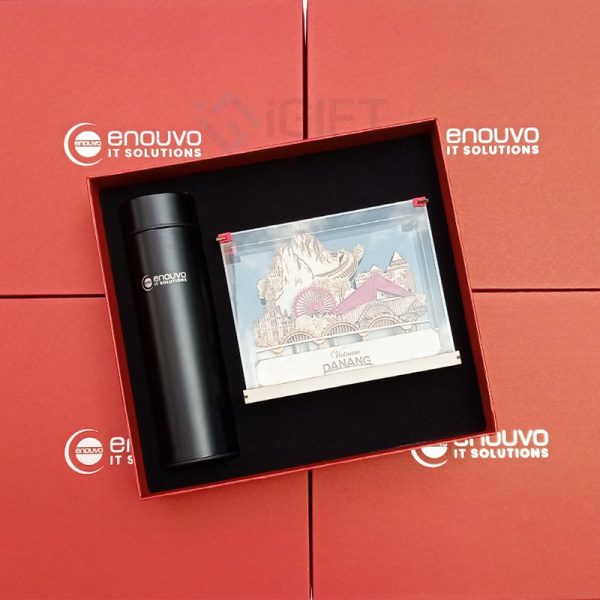 Set quà tặng bình giữ nhiệt - In logo Enouvo