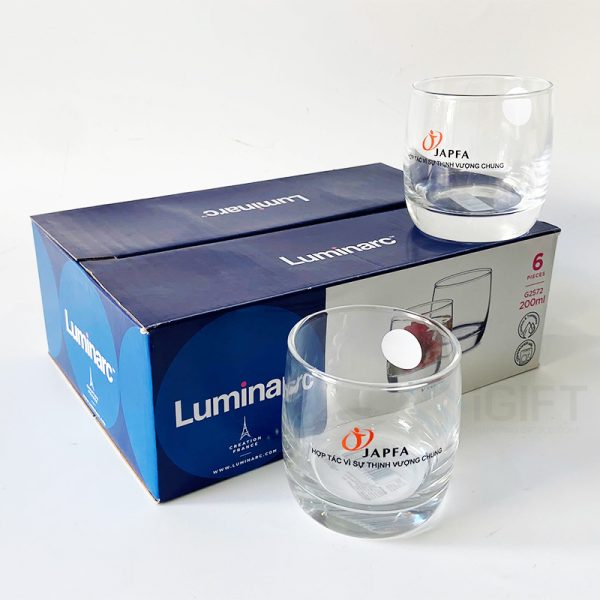 Bộ quà tặng Ly thủy tinh và túi vải không dệt in logo