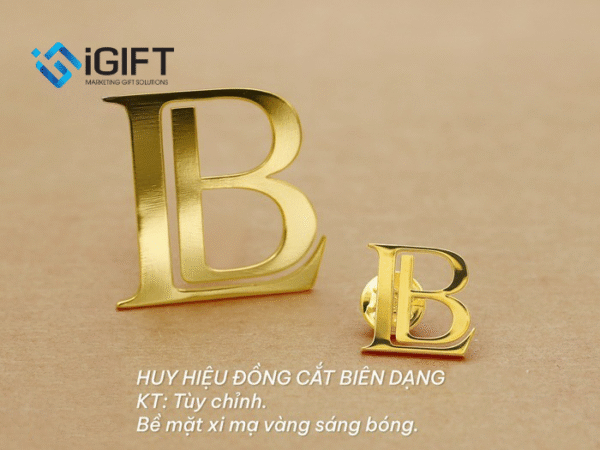 Huy hiệu cắt chữ logo mạ vàng, mạ bạc, xi màu