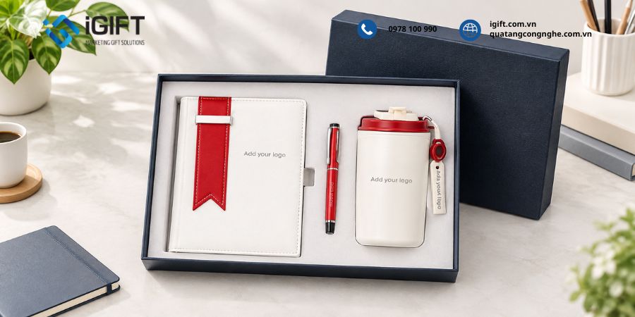 Sổ tay in logo công ty - Mẫu đẹp, giá tốt tận xưởng 9 bo-giftset-so-tay-2