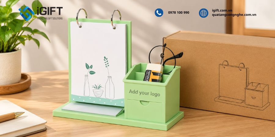 In lịch để bàn chữ A giá xưởng, tùy chỉnh thiết kế cho doanh nghiệp 13 bo-qua-tang-tet-dong-bo-ket-hop-lich-chu-a-1