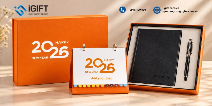 In lịch để bàn chữ A giá xưởng, tùy chỉnh thiết kế cho doanh nghiệp 14 bo-qua-tang-tet-dong-bo-ket-hop-lich-chu-a-2