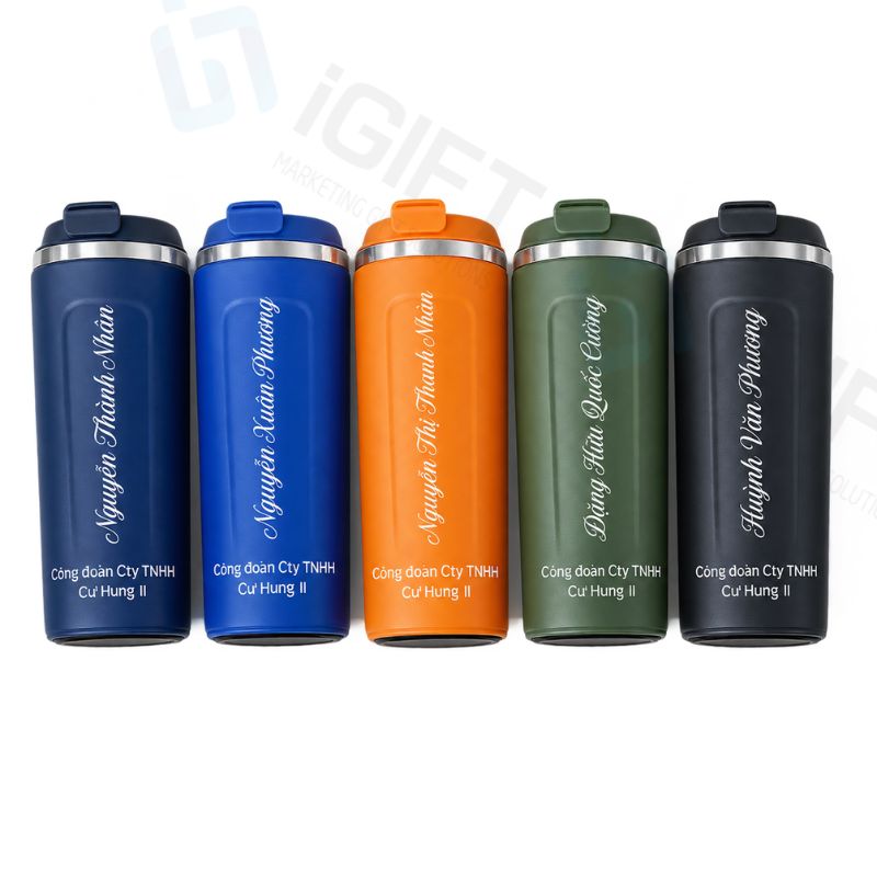 Ly giữ nhiệt khắc tên quà tặng Công đoàn Cư Hùng II
