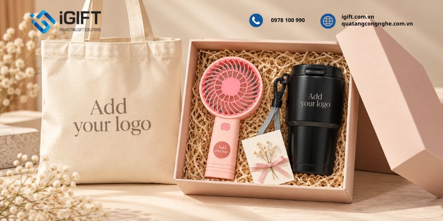 Set quà quạt cầm tay: gợi ý 8+ mẫu in logo cho doanh nghiệp 4 mau-set-qua-tang-quat-dien-cam-tay-3