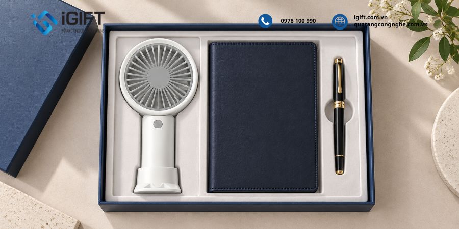 Set quà quạt cầm tay: gợi ý 8+ mẫu in logo cho doanh nghiệp 8 mau-set-qua-tang-quat-dien-cam-tay-7