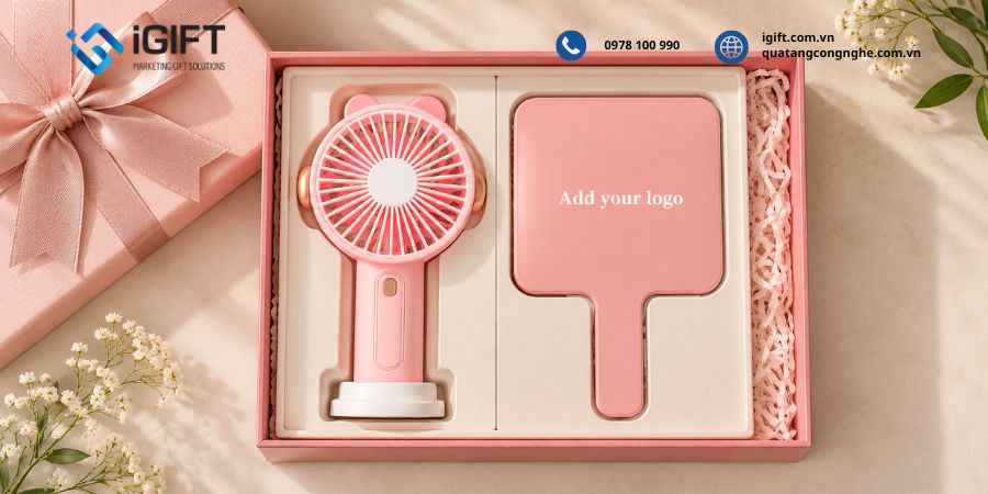 Set quà quạt cầm tay: gợi ý 8+ mẫu in logo cho doanh nghiệp 9 mau-set-qua-tang-quat-dien-cam-tay-8