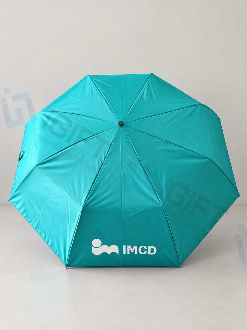 Ô cầm tay gấp gọn in logo IMCD màu xanh ngọc, mở đóng tự động 2 o-cam-tay-gap-gon-in-logo-2