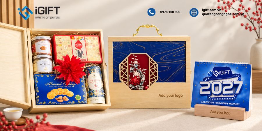 Set quà Tết kèm lịch gỗ in logo sang trọng cho doanh nghiệp 1 tong-quan-set-qua-tet-kem-lich-go